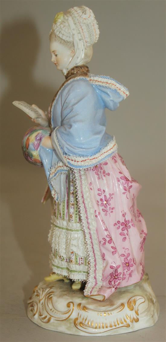 A Meissen figure of a lady, late 19th century, 20.5cm